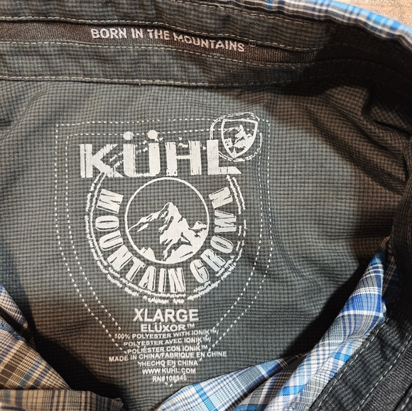 KÜHL Eluxor Ionik Plaid Button Shirt Mens XL Blue Gray Outdoor - Picture 4 of 9